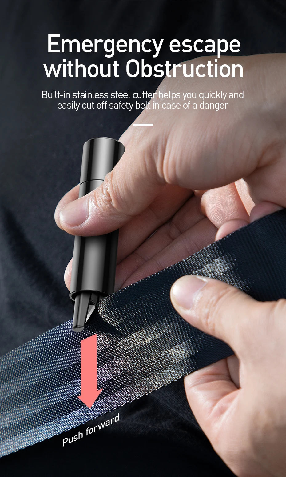 Car Safety Hammer – Window Breaker & Seatbelt Cutter