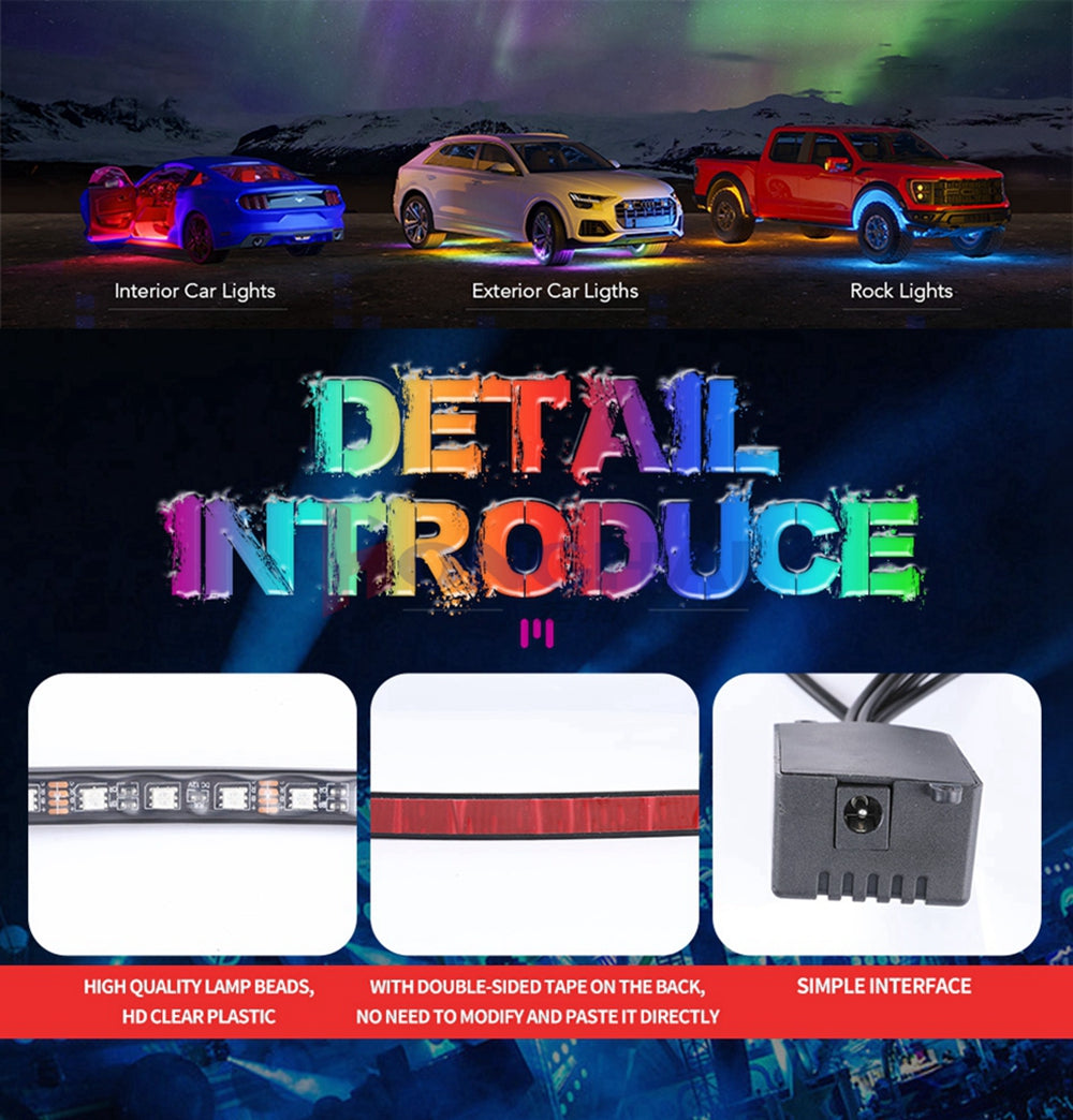 RGB LED Car Footwell Ambient Light Kit