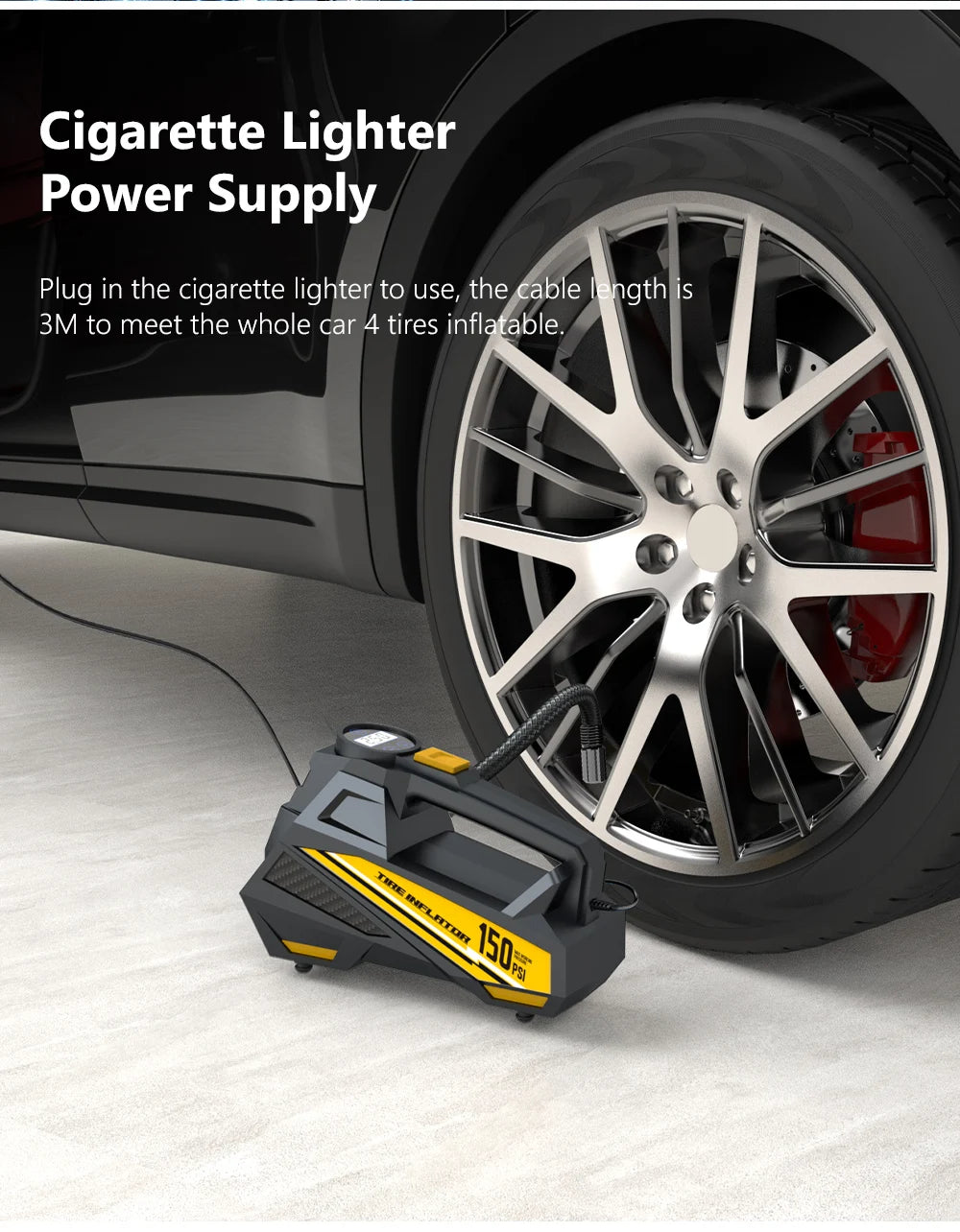 12V Corded Tire Inflator – Portable Air Compressor