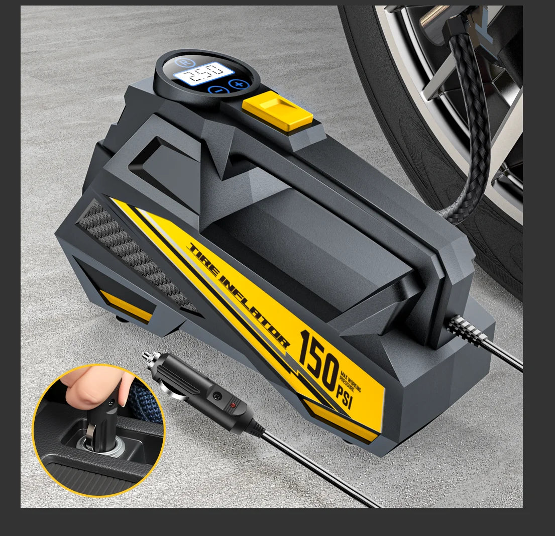 12V Corded Tire Inflator – Portable Air Compressor