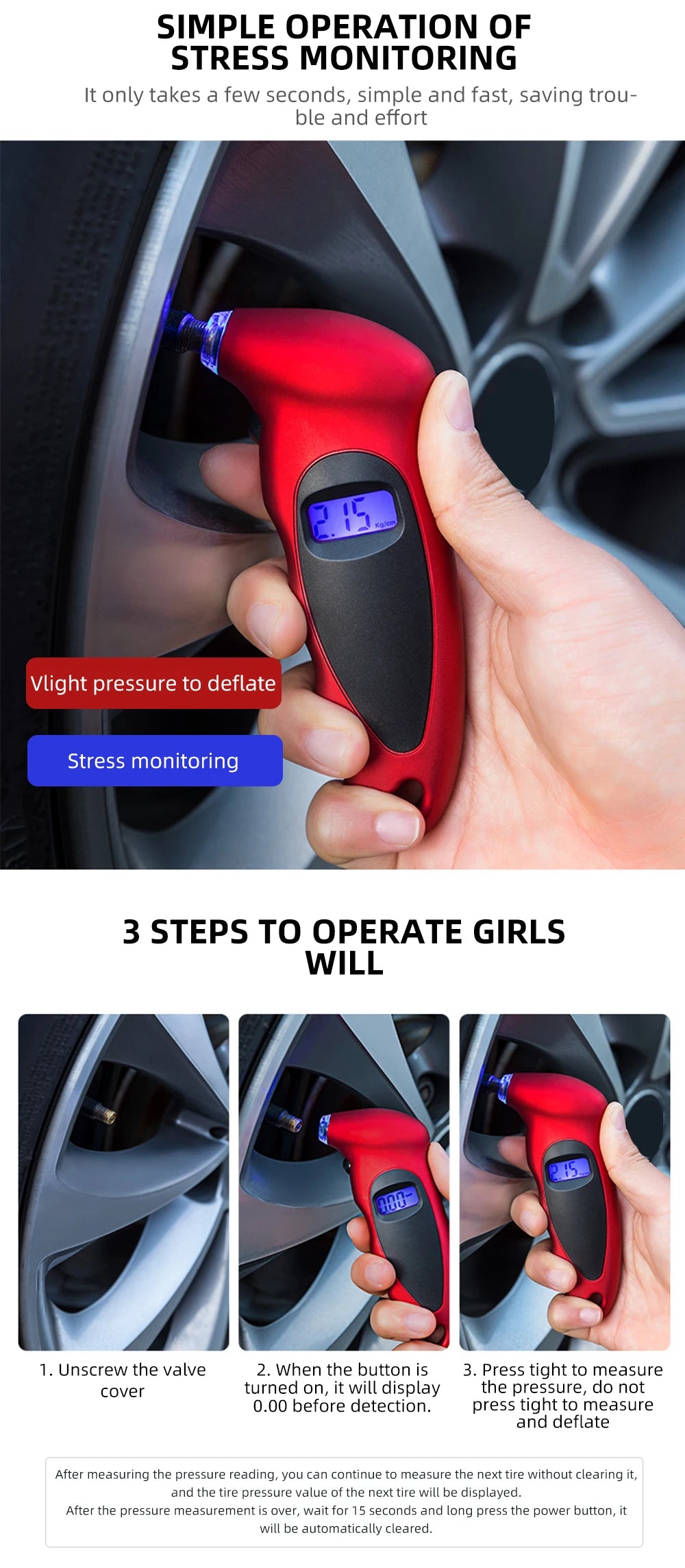 Digital Tire Pressure Gauge – LCD Backlight