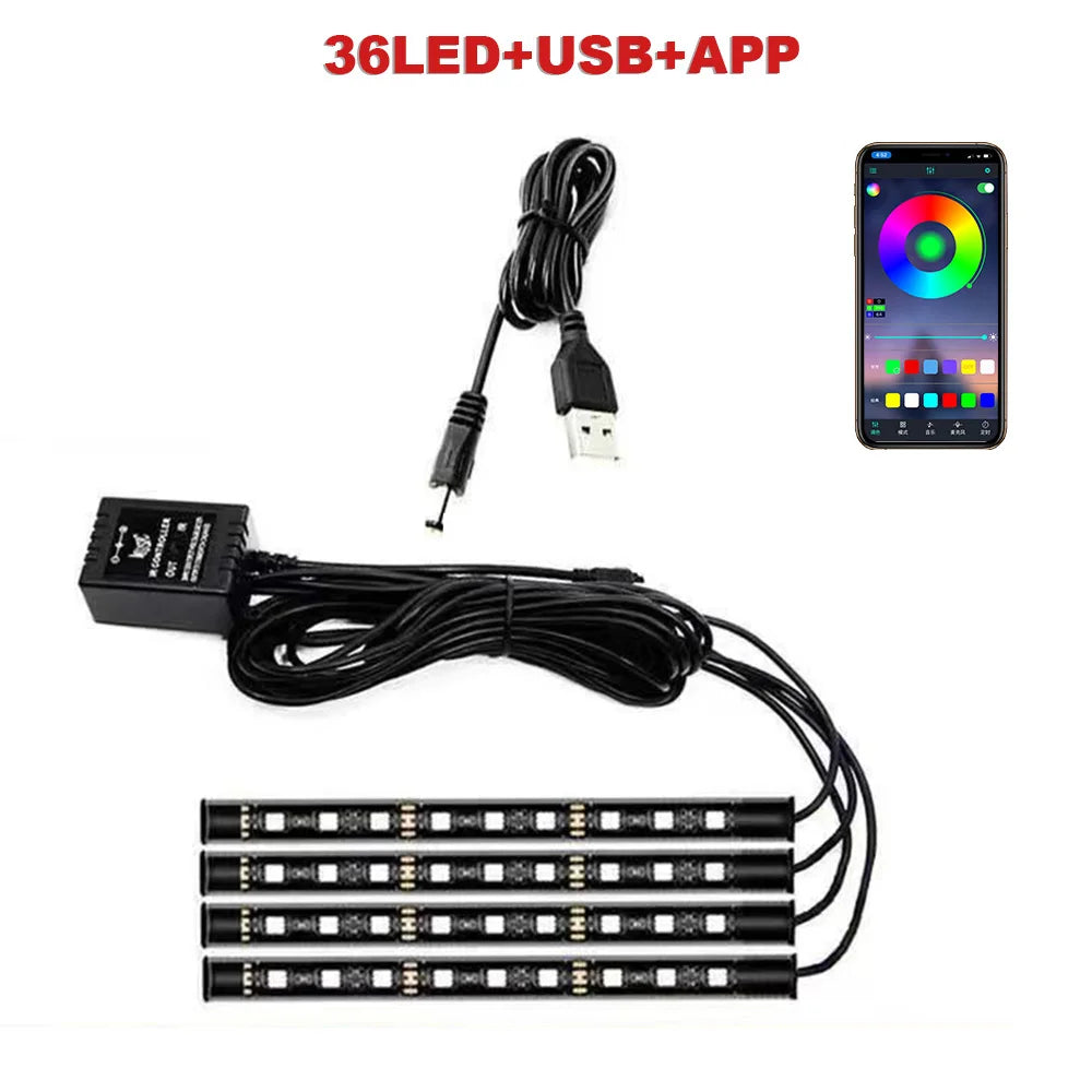 RGB LED Car Footwell Ambient Light Kit