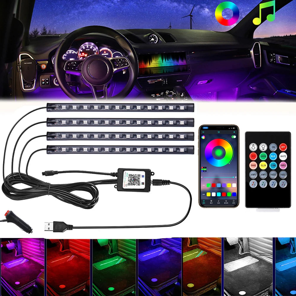 RGB LED Car Footwell Ambient Light Kit