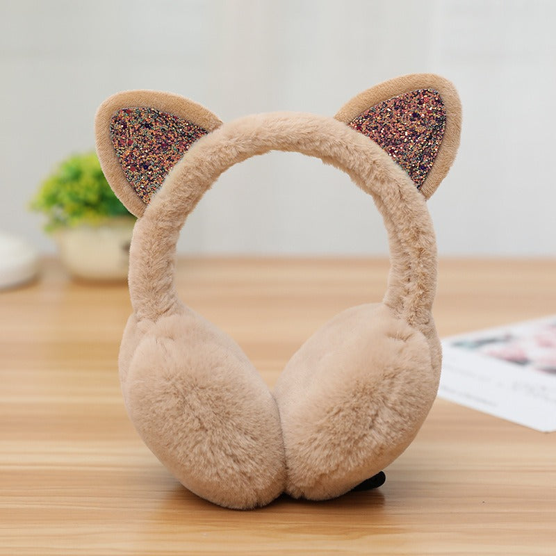 Glitter Cat-Ear Plush Ear Muffs
