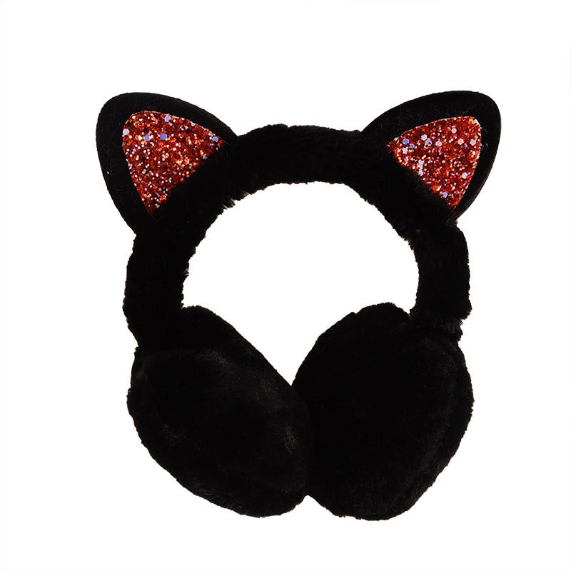 Glitter Cat-Ear Plush Ear Muffs