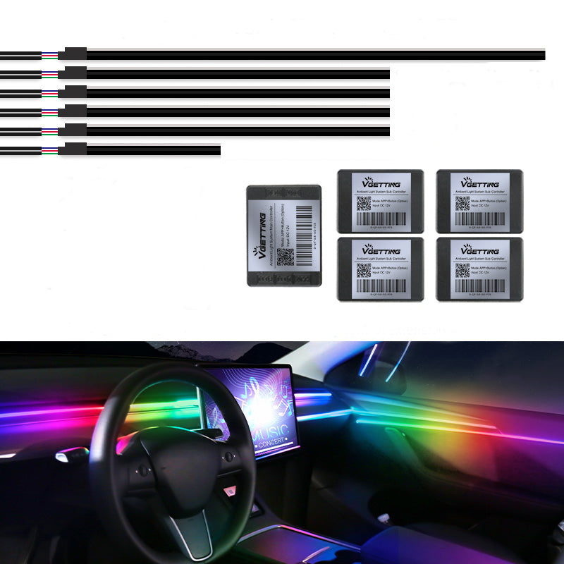 LED Car Interior Strip Lights – 64 Color RGB